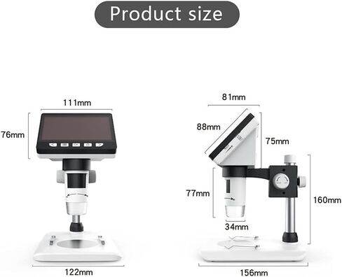 4.3" HD LCD Digital Desktop Microscope, 50X-1000X Magnification, Portable, Dual Power Supply, for Board Repair & Insect Observation in Kuwait