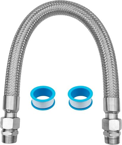 خرطوم قافز للضاغط من الدرجة الصناعية، موصل ذكر NPT مقاس 3/4 بوصة × خرطوم هواء مرن من الفولاذ المقاوم للصدأ بطول 40 بوصة، مع مفاصل دوارة 360 درجة على كلا الجانبين (20L-3/4-NPT) in Kuwait