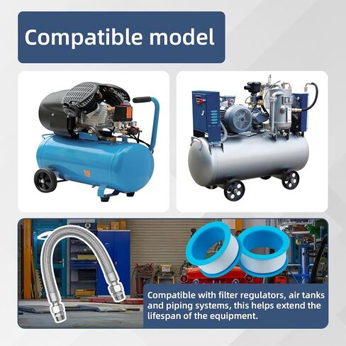 خرطوم قافز للضاغط من الدرجة الصناعية، موصل ذكر NPT مقاس 3/4 بوصة × خرطوم هواء مرن من الفولاذ المقاوم للصدأ بطول 40 بوصة، مع مفاصل دوارة 360 درجة على كلا الجانبين (20L-3/4-NPT) in Kuwait