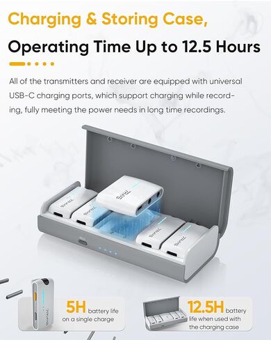 7RYMS iRay DW40 Wireless Lavalier Microphone System with 4 Transmitter, Noise Cancellation, 656ft Range, 12.5H Working, Lapel Mic for iPhone Android Camera PC, Podcast Live Streaming Interview in Kuwait