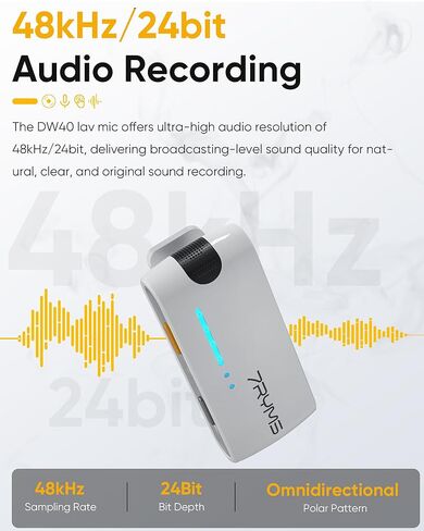 7RYMS iRay DW40 Wireless Lavalier Microphone System with 4 Transmitter, Noise Cancellation, 656ft Range, 12.5H Working, Lapel Mic for iPhone Android Camera PC, Podcast Live Streaming Interview in Kuwait