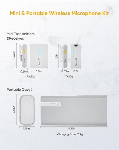 7RYMS iRay DW40 Wireless Lavalier Microphone System with 4 Transmitter, Noise Cancellation, 656ft Range, 12.5H Working, Lapel Mic for iPhone Android Camera PC, Podcast Live Streaming Interview in Kuwait