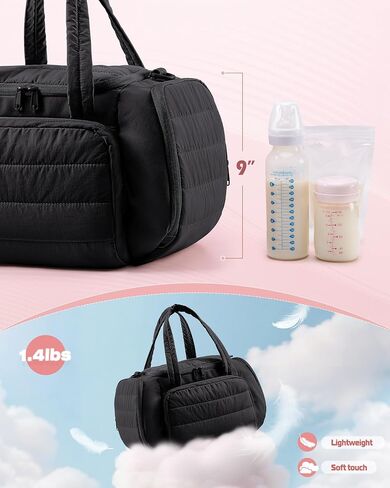 Quilted Breast Pump Bag Compatible with Spectra S1 and S2, Pumping Bag with Cooler Compartment and a Drying Mat, Black in Saudi Arabia