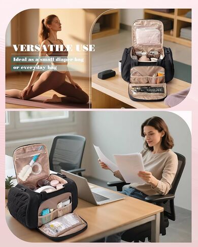 Quilted Breast Pump Bag Compatible with Spectra S1 and S2, Pumping Bag with Cooler Compartment and a Drying Mat, Black in Saudi Arabia