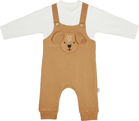 Cotton Waffle Baby Overall/Romper Cute Dog Design With Long Sleeve Tshirt For Newborns & Infants Baby Boys and Girls in Saudi Arabia