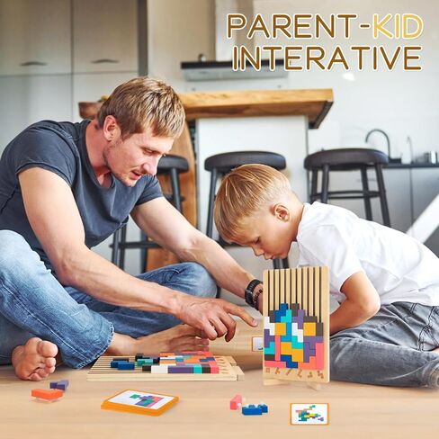 Wooden Stacking Puzzle Toy,3D Colored Wooden Puzzle,Russian Montessori Brain Blocks Puzzles Toys Gift for Boys and Girls,Board Jigsaw Game Toys for Brain Teasers for Toddlers 3-8Years in Saudi Arabia