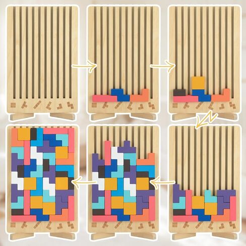 Wooden Stacking Puzzle Toy,3D Colored Wooden Puzzle,Russian Montessori Brain Blocks Puzzles Toys Gift for Boys and Girls,Board Jigsaw Game Toys for Brain Teasers for Toddlers 3-8Years in Saudi Arabia