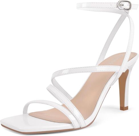 Strappy Heels for Women High Heels Ankle Heeled Square Open Toe Comfortable Sandals Strap Dress Shoes for Party Wedding in Saudi Arabia