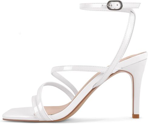 Strappy Heels for Women High Heels Ankle Heeled Square Open Toe Comfortable Sandals Strap Dress Shoes for Party Wedding in Saudi Arabia