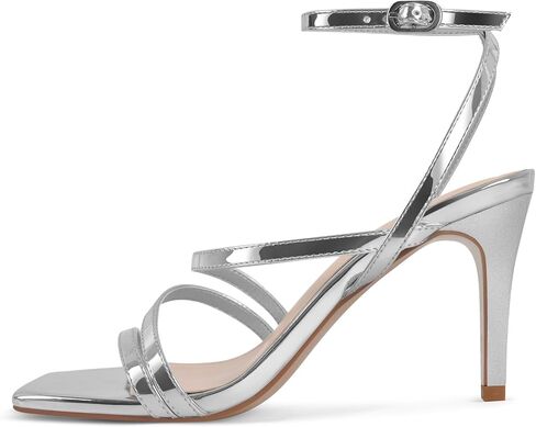 كعب Strappy للنساء بكعب عالٍ وكعب الكاحل مربع مفتوح من الأمام صنادل مريحة بحزام فستان أحذية لحفلات الزفاف in Kuwait