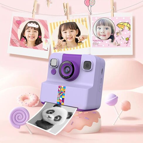 Instant Print Camera for Kids, 180° Flip Camera with 1080P Videos, Selfie Function, Toddler Portable Travel Print Digital Toy for Boys Girls (Purple) in Saudi Arabia