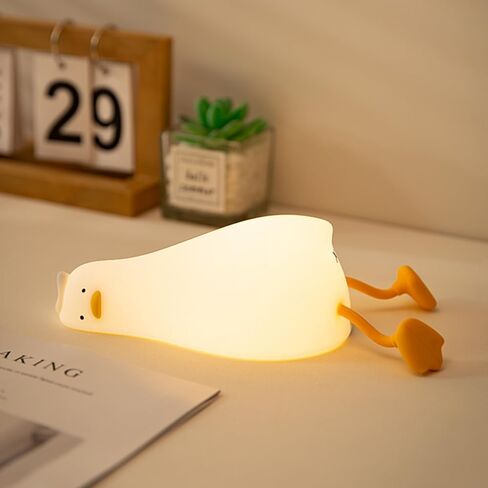 Benson Lying Flat Duck Night Light, Existential Crisis Duck Lamp, 3-Level Dimmable Rechargeable DuckyLay Lamp, Silicone Touch Control Nursery Nightlight for Breastfeeding, Kids Room Decor in Saudi Arabia