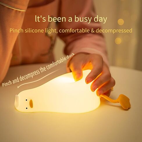 Benson Lying Flat Duck Night Light, Existential Crisis Duck Lamp, 3-Level Dimmable Rechargeable DuckyLay Lamp, Silicone Touch Control Nursery Nightlight for Breastfeeding, Kids Room Decor in Saudi Arabia
