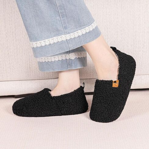 House Slippers for Women Lightweight House Shoes Warm Closed Back Slippers | Memory Foam Soft Fleece Fuzzy Curly Fur Loafer Slippers for Indoor Outdoor in Saudi Arabia