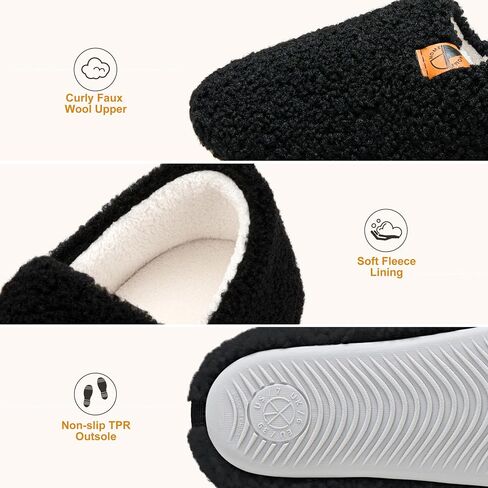 House Slippers for Women Lightweight House Shoes Warm Closed Back Slippers | Memory Foam Soft Fleece Fuzzy Curly Fur Loafer Slippers for Indoor Outdoor in Saudi Arabia