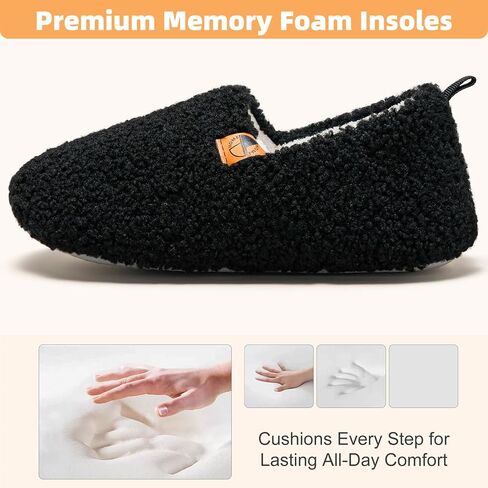 House Slippers for Women Lightweight House Shoes Warm Closed Back Slippers | Memory Foam Soft Fleece Fuzzy Curly Fur Loafer Slippers for Indoor Outdoor in Saudi Arabia