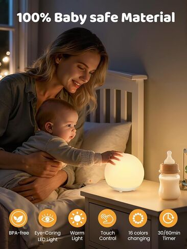 Egg Light for Nursery,Rechargeable Night Light with 16 RGB Colors,3000K Warm Light Stepless Dimming, 2600mAh Battery, Timer&Safe Silicone Design-Ideal for Bedroom Ambiance, Travel&Gifts in Saudi Arabia