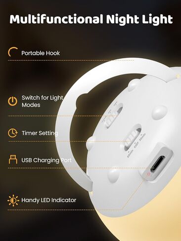 Egg Light for Nursery,Rechargeable Night Light with 16 RGB Colors,3000K Warm Light Stepless Dimming, 2600mAh Battery, Timer&Safe Silicone Design-Ideal for Bedroom Ambiance, Travel&Gifts in Saudi Arabia