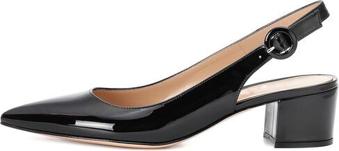 Eldof Slingback الكعوب النسائية كتلة منخفضة الكعب أشار تو مضخات الكاحل مشبك مكتب اللباس أحذية من جلد الغزال 2 بوصة in Kuwait
