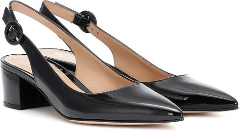 Eldof Slingback الكعوب النسائية كتلة منخفضة الكعب أشار تو مضخات الكاحل مشبك مكتب اللباس أحذية من جلد الغزال 2 بوصة in Kuwait