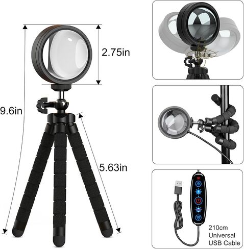 LED Sunset Lamp with Tripod Stand, 360° Rotation, USB Powered, Brightness Adjustable, Sunset Lamp for Room in Saudi Arabia