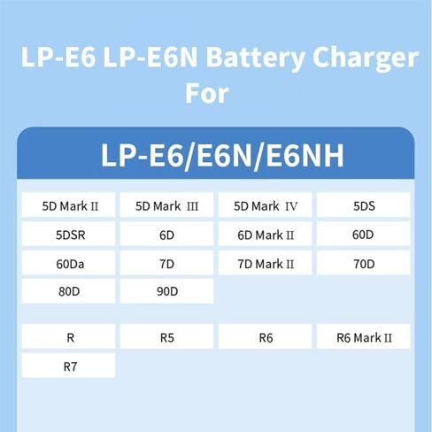 LP-E6 Charger for Canon LC-E6 LC-E6E LC-E6N LP-E6NH Battery EOS 90D 80D 70D 60D 60DA / 7D 6D 5D Mark II 5D Mark III 6D 5D Mark IV / 5Ds 5DSR EOSR1 R5 R5C R6 R7 / R5 R6 Mark II Cameras Power in Saudi Arabia