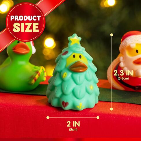 JOYIN 24 Pcs Christmas Ducks Bath Toys, Assorted Cute Rubber Duckies Bulk for Christmas Party Favors, Mini Ducky Baby Bathtub Shower Pool Toys for Kids, Xmas Table Dcorations Stocking Stuffers Gifts in Saudi Arabia