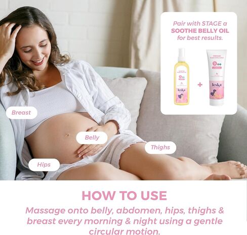 Leska Maternity Lotion & Oil | STAGE A: PREPARE & SOOTHE Supple Belly Lotion & Happy Belly Oil (Pregnancy Months 1-5) | Part of a Complete 3-Stage Pregnancy Skincare System | New Mom Gifts (4-4.22oz) in Saudi Arabia