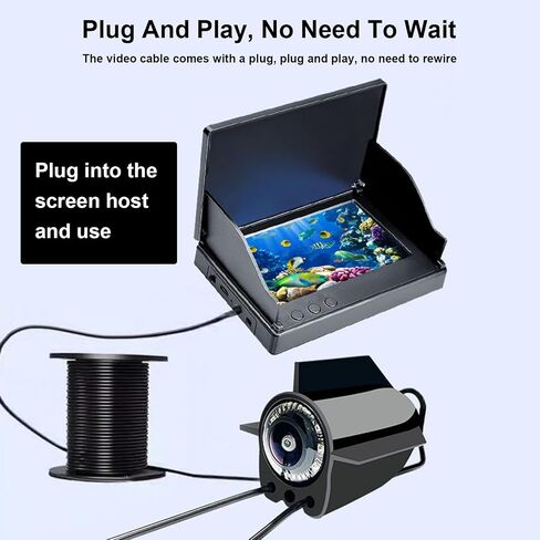 Underwater Fishing Camera Kit, 4.3 Inch IPS Monitor Portable Fish Finder with Infrared Night Vision Light for Ice Lake, Boat, Sea, Kayak, Fishing in Saudi Arabia