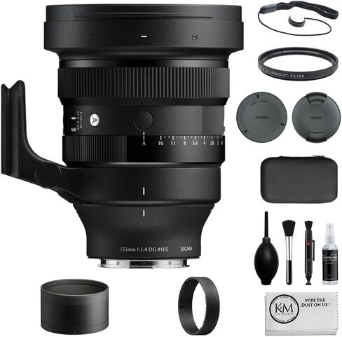 Sigma 135mm f/1.4 DG Art Lens Compatible with L-Mount (Full Frame) Bundle with UV Filter + Lens Cap Keeper + Cleaning Kit + Cleaning Cloth (5 Items) in Saudi Arabia