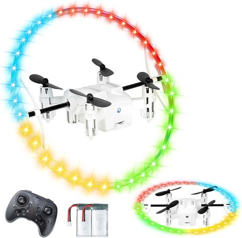 RC Drone for Kids, 360° Rotating LED Light–10 Dynamic Patterns, Beginners Indoor Small Helicopter Plane/Quadcopter, Boys and Girls Birthday and Xmas Gifts Toys in Saudi Arabia