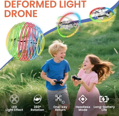 RC Drone for Kids, 360° Rotating LED Light–10 Dynamic Patterns, Beginners Indoor Small Helicopter Plane/Quadcopter, Boys and Girls Birthday and Xmas Gifts Toys in Saudi Arabia