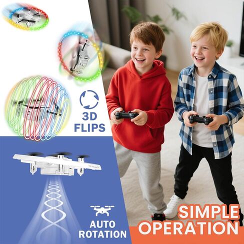 RC Drone for Kids, 360° Rotating LED Light–10 Dynamic Patterns, Beginners Indoor Small Helicopter Plane/Quadcopter, Boys and Girls Birthday and Xmas Gifts Toys in Saudi Arabia