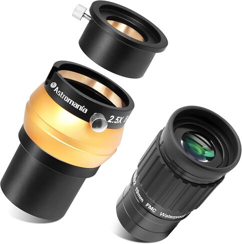Astromania 2 Inches Ultra Wide Angle Eyepiece for Planetary and Deep Space, 82 Degree 19mm UWA Eyepiece - Bundle with - Upgraded 2.5X 2 inch Barlow Lens in Saudi Arabia