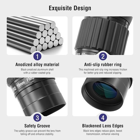 Astromania 2 Inches Ultra Wide Angle Eyepiece for Planetary and Deep Space, 82 Degree 19mm UWA Eyepiece - Bundle with - Upgraded 2.5X 2 inch Barlow Lens in Saudi Arabia