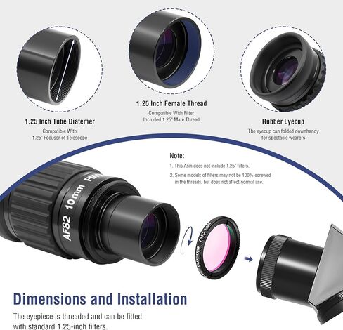 Astromania 1.25 Inch Ultra Wide Angle Eyepiece for Planetary and Deep Space 82 Degree 10mm UWA Eyepiece - Bundle with - Alignment 1.25" Laser Collimator in Saudi Arabia