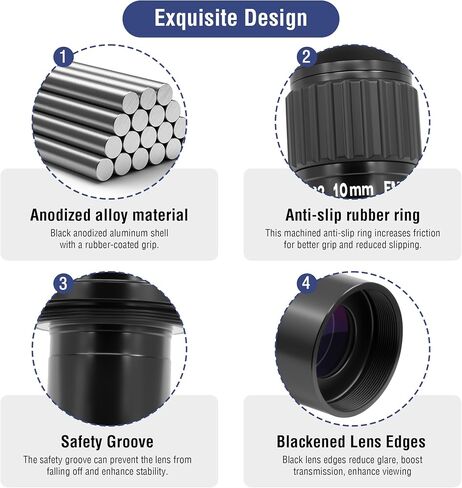 Astromania 1.25 Inch Ultra Wide Angle Eyepiece for Planetary and Deep Space 82 Degree 10mm UWA Eyepiece - Bundle with - Alignment 1.25" Laser Collimator in Saudi Arabia