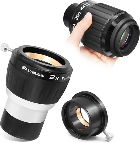 Astromania 2 Inches Ultra Wide Angle Eyepiece for Planetary and Deep Space, 82 Degree 32mm UWA Eyepiece - Bundle with - 2 Inch 4 Element Fully Multi-Coated Metal High Power Premium 2X Barlow Lens in Saudi Arabia