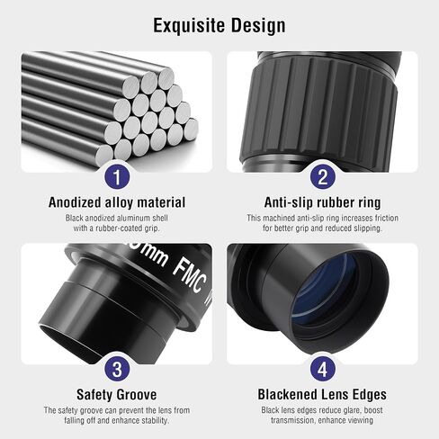 Astromania 2 Inches Ultra Wide Angle Eyepiece for Planetary and Deep Space, 82 Degree 23mm UWA Eyepiece - Bundle with - ED Barlow Lens 2X, 2 Inch Fully Multi-Coated Metal Barlow Lens in Saudi Arabia