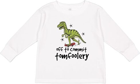 inktastic Dinosaur Off to Commit Tomfoolery Toddler Long Sleeve T-Shirt in Saudi Arabia