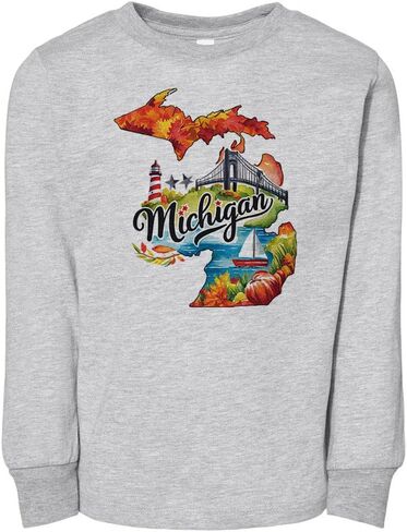 تي شيرت بأكمام طويلة للأطفال الصغار من Fall in Michigan in Kuwait