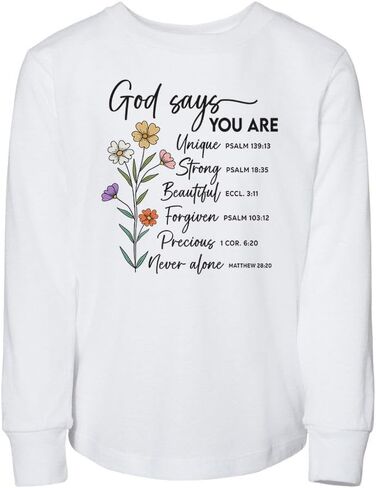 Bible Verses God Says You are Toddler Kids Long Sleeve T-Shirt in Saudi Arabia