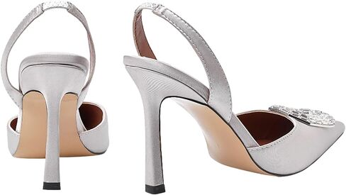 Vertundy Women's Rhinestone Slingback Pumps Pointed Toe Satin Crystal Stiletto High Heels Sandals Party Wedding Bride Pump Dress Shoes in Saudi Arabia