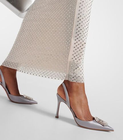 Vertundy Women's Rhinestone Slingback Pumps Pointed Toe Satin Crystal Stiletto High Heels Sandals Party Wedding Bride Pump Dress Shoes in Saudi Arabia