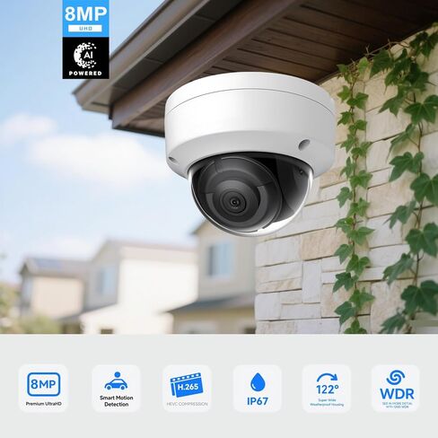 كاميرا DS-2CD2183G2-IU Acusense 4K 8MP IP خارجية، كاميرا PoE 2.8 مم مع صوت، ميكروفون مدمج للصوت في الوقت الحقيقي، WDR، IP67 IK10، H.265+ اكتشاف الإنسان، دعم ترقية البرامج الثابتة، أسود in Kuwait