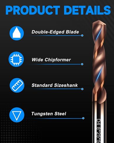 1/4" Solid Carbide Drill Bits for Stainless Steel Hardened Steel Cast Iron Alloy Copper, 2PCS in Saudi Arabia