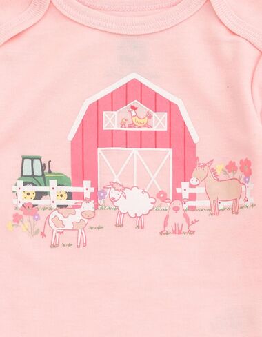 John Deere Farm Baby Girls Bodysuit, Pants and Hat 3 Piece Outfit Set Newborn to Infant Sizes (3-6 Months - 9-12 Months) in Saudi Arabia
