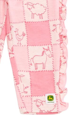 John Deere Farm Baby Girls Bodysuit, Pants and Hat 3 Piece Outfit Set Newborn to Infant Sizes (3-6 Months - 9-12 Months) in Saudi Arabia