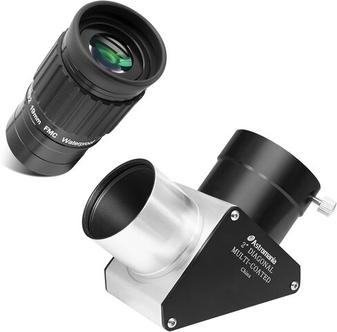 Astromania 2 Inches Ultra Wide Angle Eyepiece for Planetary and Deep Space, 82 Degree 19mm UWA Eyepiece - Bundle with - 2 Inch Star Diagonal 90-Degree Mirror with 93% in Saudi Arabia