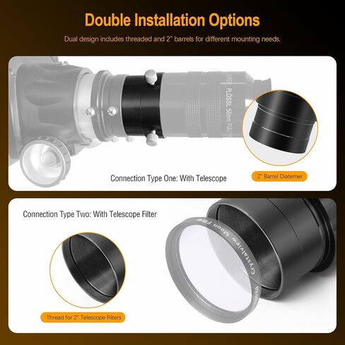 Astromania 2 Inches Ultra Wide Angle Eyepiece for Planetary and Deep Space, 82 Degree 19mm UWA Eyepiece - Bundle with - 2-Inch Telescope Eyepiece Extension Tube Adapter Optical Length 35mm in Saudi Arabia